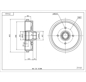 Brzdový buben HART 214 464