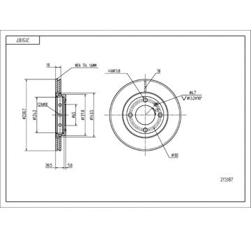 Brzdový kotouč HART 215 187