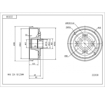 Brzdový buben HART 222 038