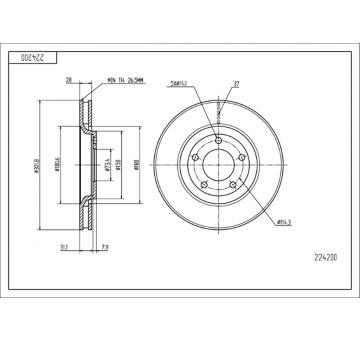 Brzdový kotouč HART 224 200