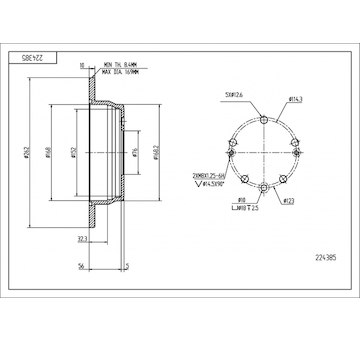 Brzdový kotouč HART 224 385