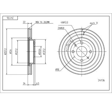 Brzdový kotouč HART 241 136