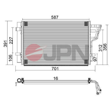 Kondenzátor klimatizácie JPN 60C0327-JPN