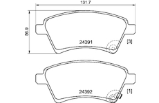 Sada brzdových destiček, kotoučová brzda HELLA 8DB 355 012-511