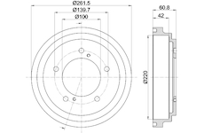 Brzdový buben HELLA 8DT 355 301-951