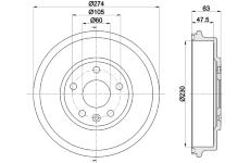 Brzdový buben HELLA 8DT 355 302-601