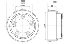 Brzdový buben HELLA 8DT 355 303-221