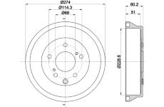 Brzdový bubon HELLA 8DT 355 303-311