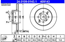 Brzdový kotouč ATE 24.0109-0143.1
