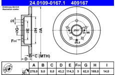 Brzdový kotúč ATE 24.0109-0167.1