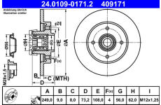 Brzdový kotouč ATE ATE 24.0109-0171.2