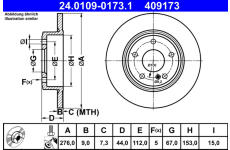 Brzdový kotouč ATE ATE 24.0109-0173.1