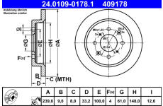 Brzdový kotouč ATE 24.0109-0178.1