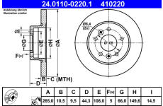 Brzdový kotouč ATE 24.0110-0220.1