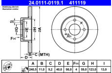 Brzdový kotouč ATE 24.0111-0119.1