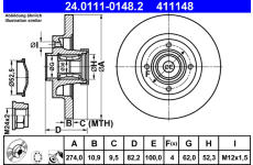 Brzdový kotouč ATE 24.0111-0148.2