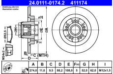 Brzdový kotouč ATE ATE 24.0111-0174.2