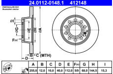 Brzdový kotouč ATE ATE 24.0112-0148.1