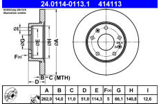 Brzdový kotouč ATE 24.0114-0113.1