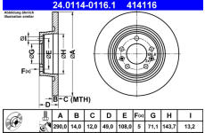 Brzdový kotouč ATE ATE 24.0114-0116.1