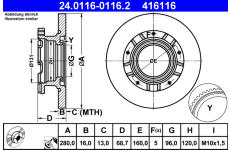 Brzdový kotouč ATE ATE 24.0116-0116.2