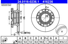 Brzdový kotouč ATE 24.0116-0236.1