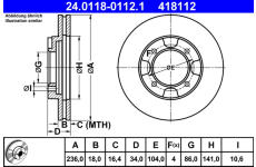 Brzdový kotouč ATE 24.0118-0112.1