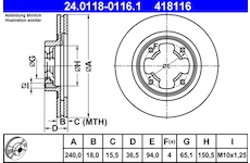 Brzdový kotouč ATE 24.0118-0116.1