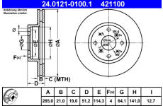 Brzdový kotouč ATE 24.0121-0100.1