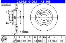 Brzdový kotúč ATE 24.0121-0106.1