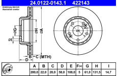 Brzdový kotouč ATE 24.0122-0143.1