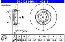 Brzdový kotouč ATE ATE 24.0122-0151.1
