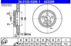 Brzdový kotouč ATE 24.0122-0206.1