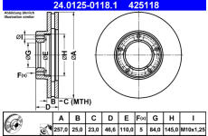 Brzdový kotouč ATE 24.0125-0118.1