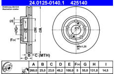 Brzdový kotouč ATE 24.0125-0140.1