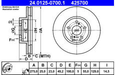 Brzdový kotouč ATE 24.0125-0700.1