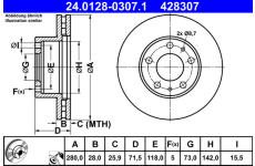 Brzdový kotouč ATE 24.0128-0307.1