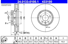 Brzdový kotouč ATE 24.0133-0100.1