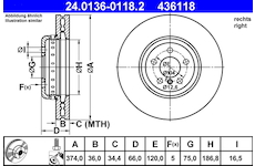 Brzdový kotouč ATE 24.0136-0118.2