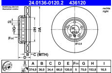Brzdový kotouč ATE 24.0136-0120.2