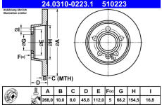 Brzdový kotúč ATE 24.0310-0223.1