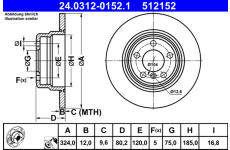 Brzdový kotúč ATE 24.0312-0152.1