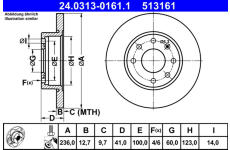 Brzdový kotúč ATE 24.0313-0161.1