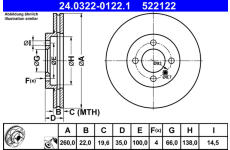 Brzdový kotouč ATE 24.0322-0122.1