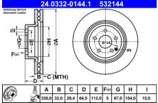 Brzdový kotouč ATE 24.0332-0144.1