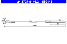 Tažné lanko, parkovací brzda ATE 24.3727-0146.2
