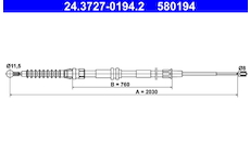 żażné lanko parkovacej brzdy ATE 24.3727-0194.2