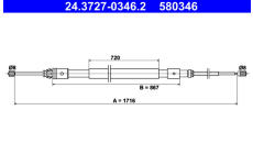żażné lanko parkovacej brzdy ATE 24.3727-0346.2