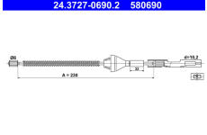 Tažné lanko, parkovací brzda ATE 24.3727-0690.2