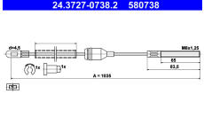 Tažné lanko, parkovací brzda ATE 24.3727-0738.2
